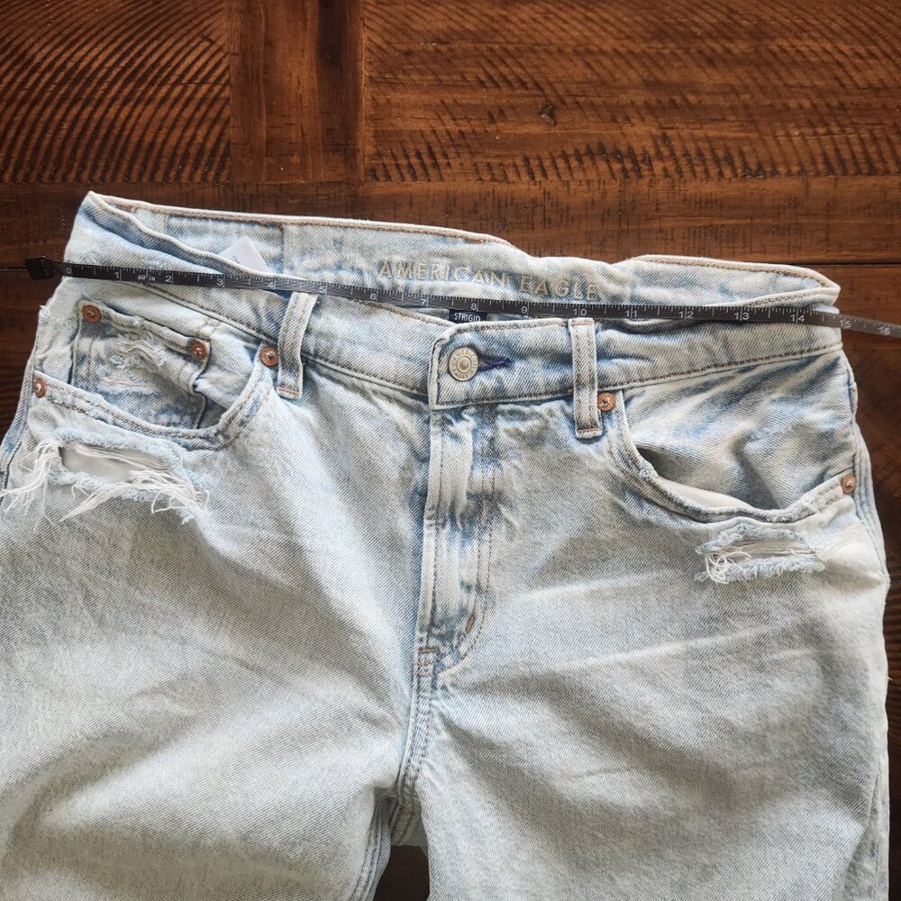 American Eagle Strigid Distressed Wide Leg Jeans | 2 Long - Picture 9 of 9